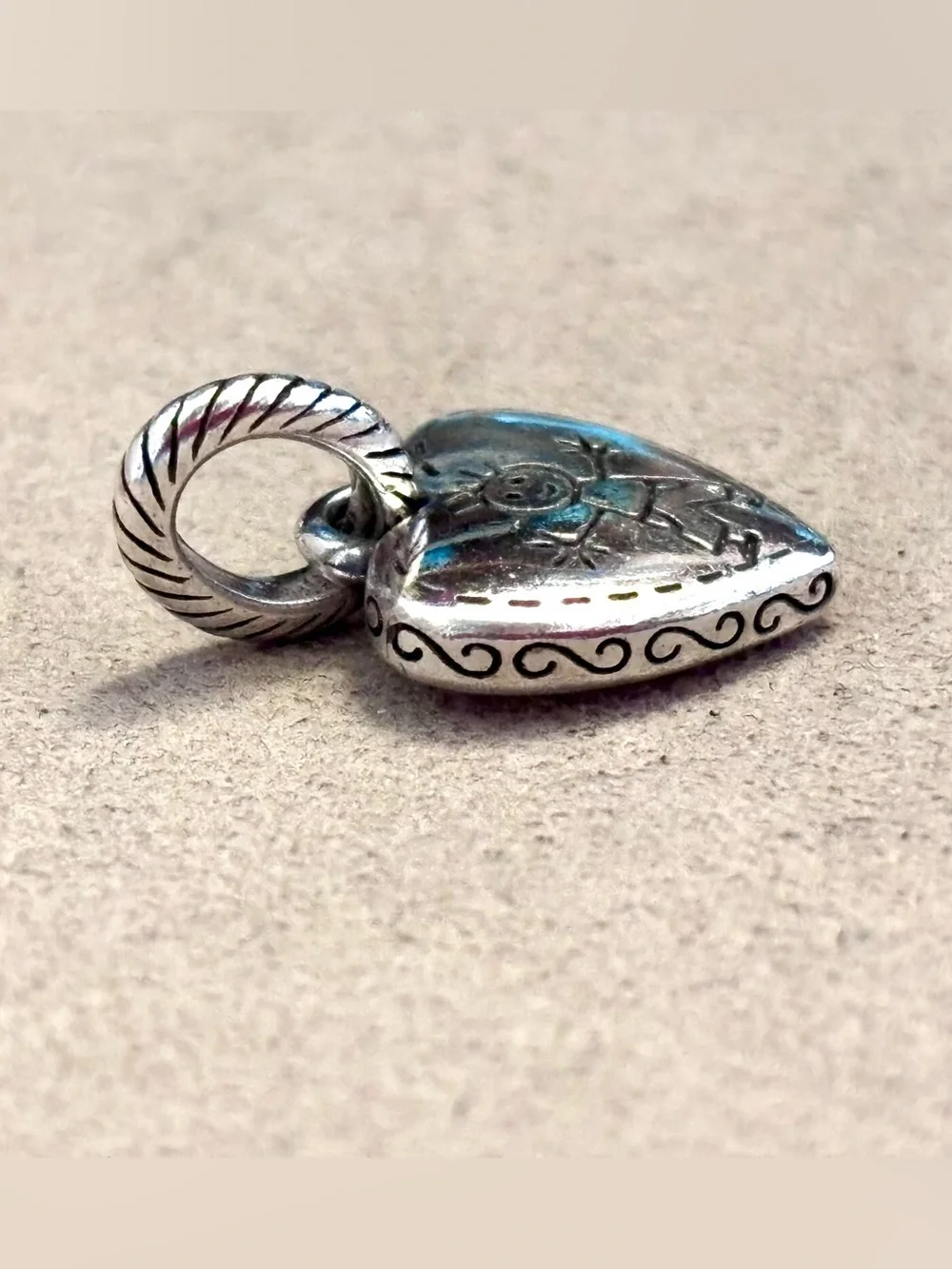 🆕Listing 🆕Brighton Happy Boy silver heart charm Stick figure both sides Retired